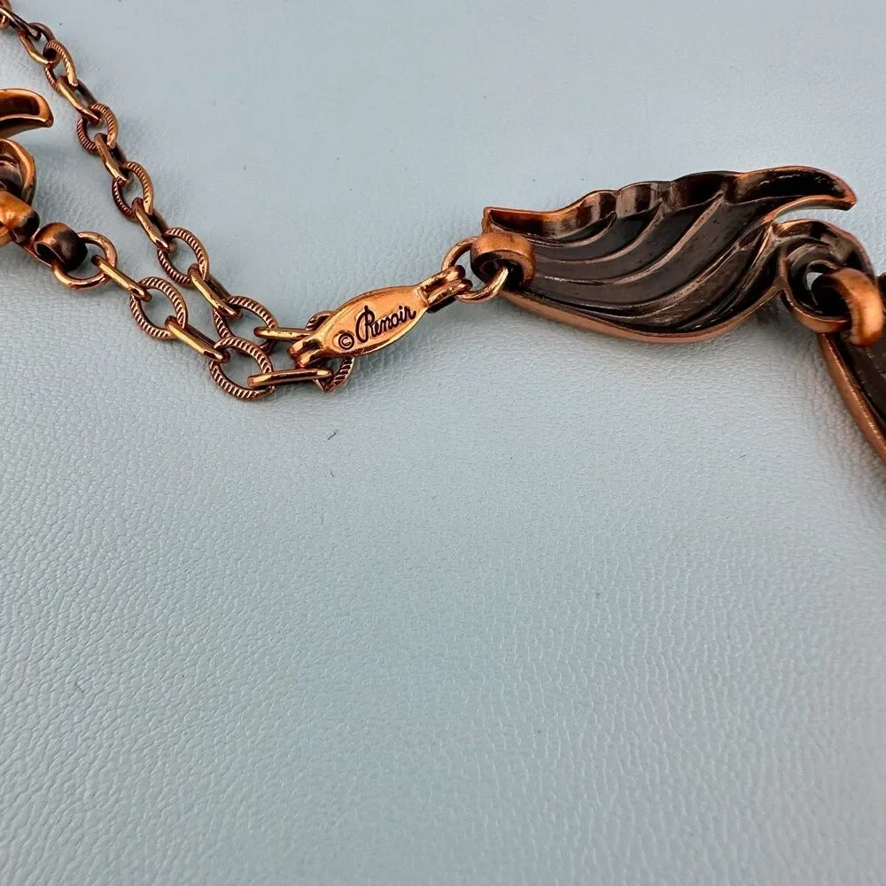 Vintage Renoir Necklace Copper Wing Shaped Links Adjustable 14